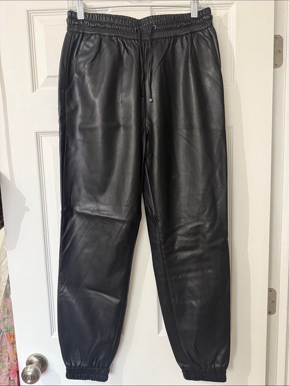 Marc New York Black Faux Leather Jogger Pants